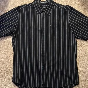 Quiksilver XXL Black W/ White Pinstripe Shirt, 100% Organic Cotton